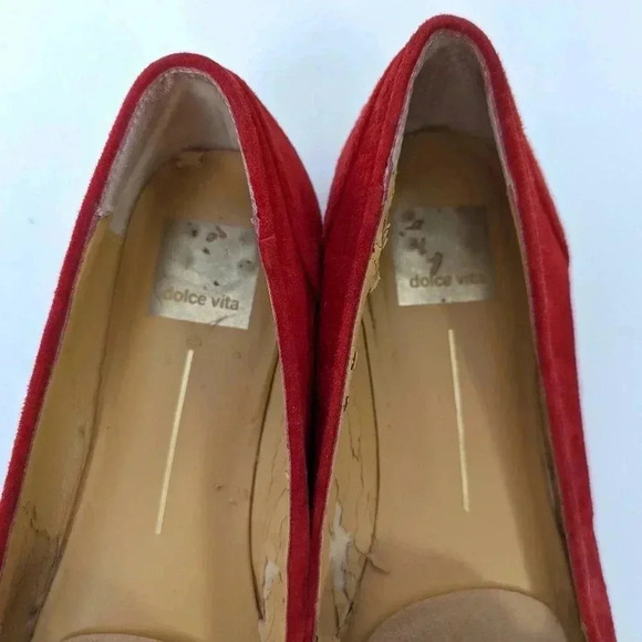 Dolce Vita Red Point Toe Sued Ballet Flats - 7 - Picture 3 of 11